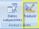 Opción Traducir en la cinta de opciones